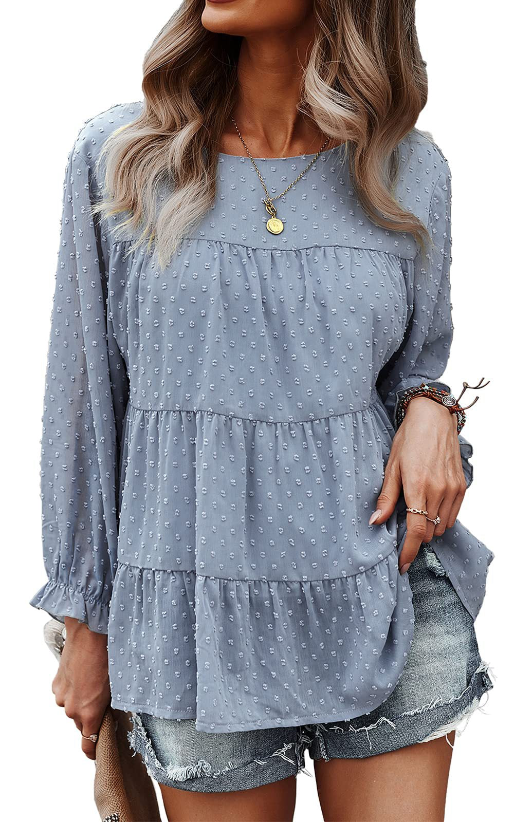 Verspielte Bluse im Boho-Stil mit Stickerei-Akzenten