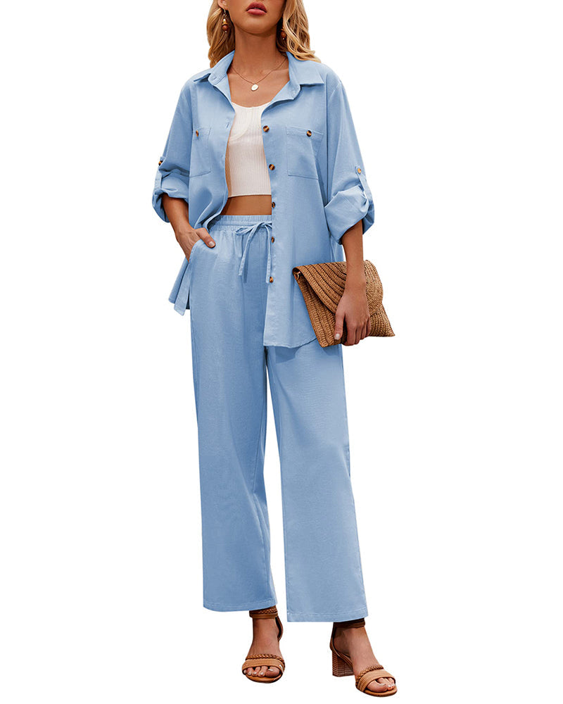 Schicke Damen-Freizeithose, Bluse und Hose für Damen