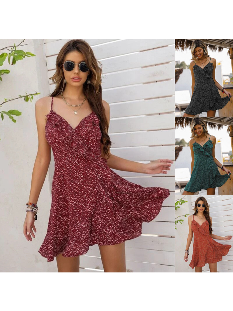 Outback Bedruckt Knoten Rüschen Boho-Kleid