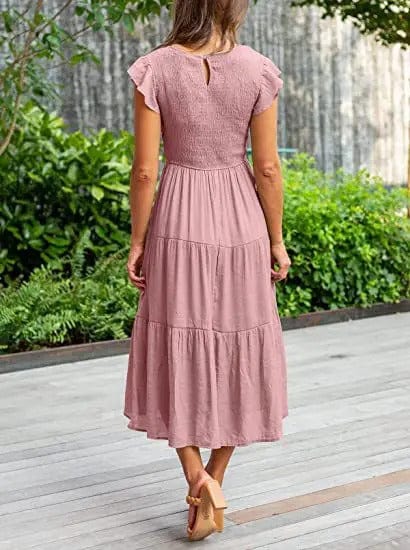 Sarah - Midikleid mit elastischer Taille und Smok